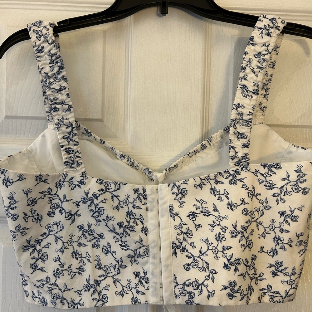Windsor Corset Top blue white floral size L - Picture 11 of 13